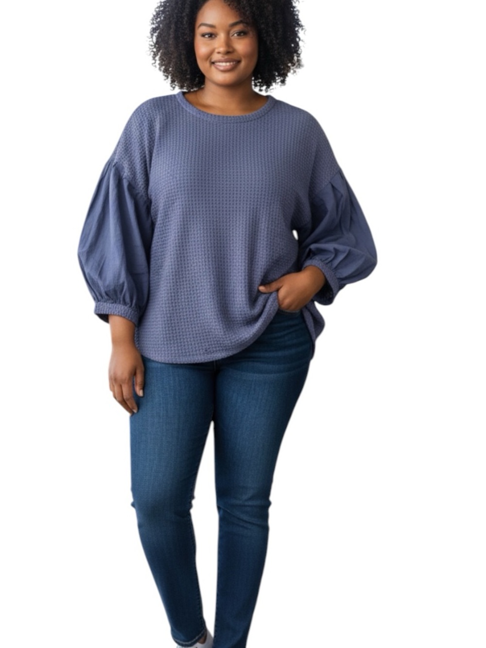 **NWT** Umgee Textured Top w/Balloon Sleeves
